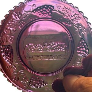 6 - The Lord's Last Supper Pairpoint purple Cut-Glass Cup Plate butter pats